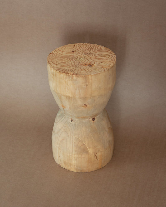 Turned hourglass stool in Pine