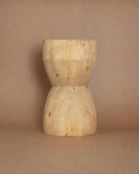 Turned hourglass stool in Pine